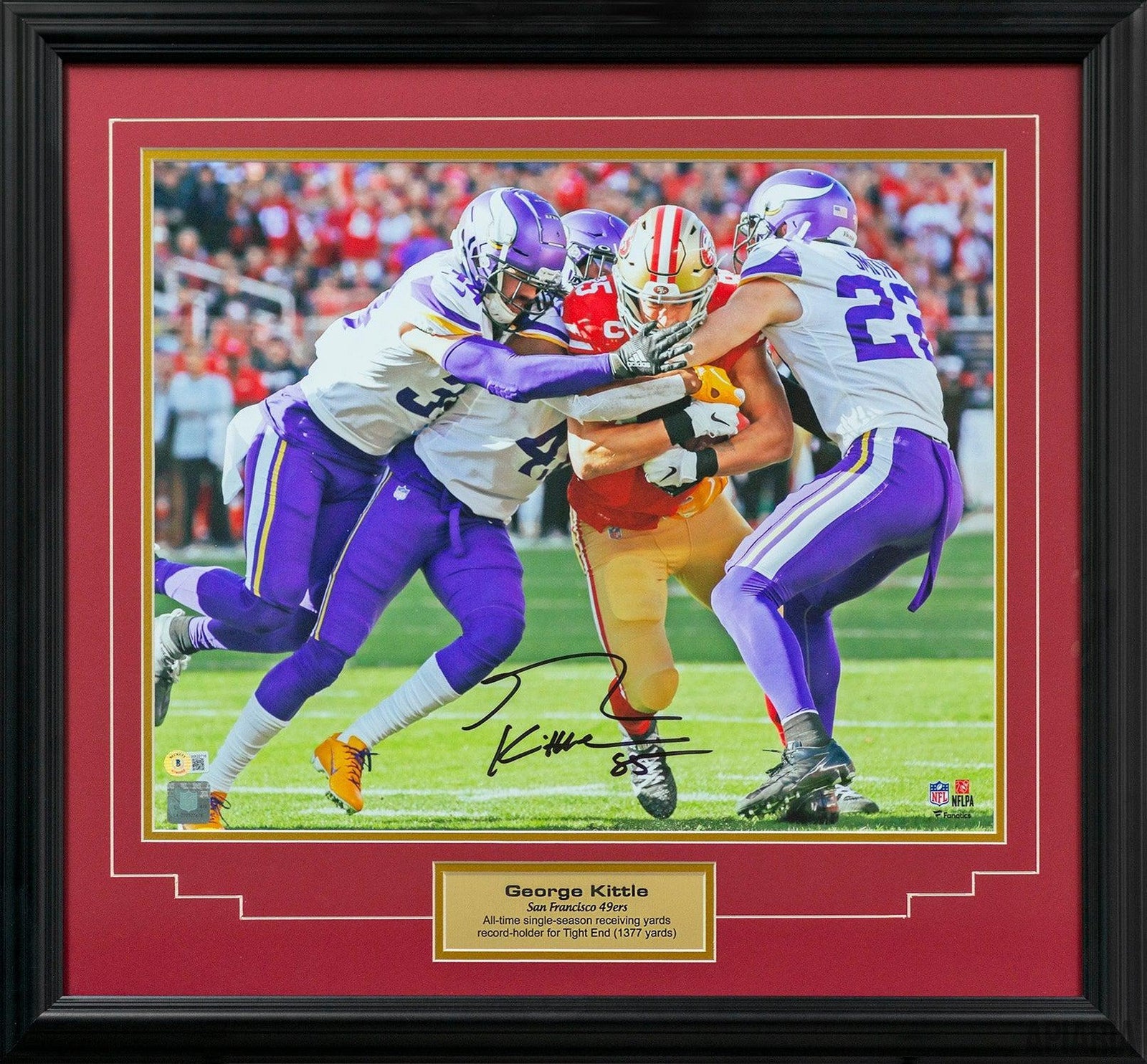 George Kittle San Francisco 49ers Fanatics Authentic Autographed 8 x 10  Scarlet Jersey Running Photograph