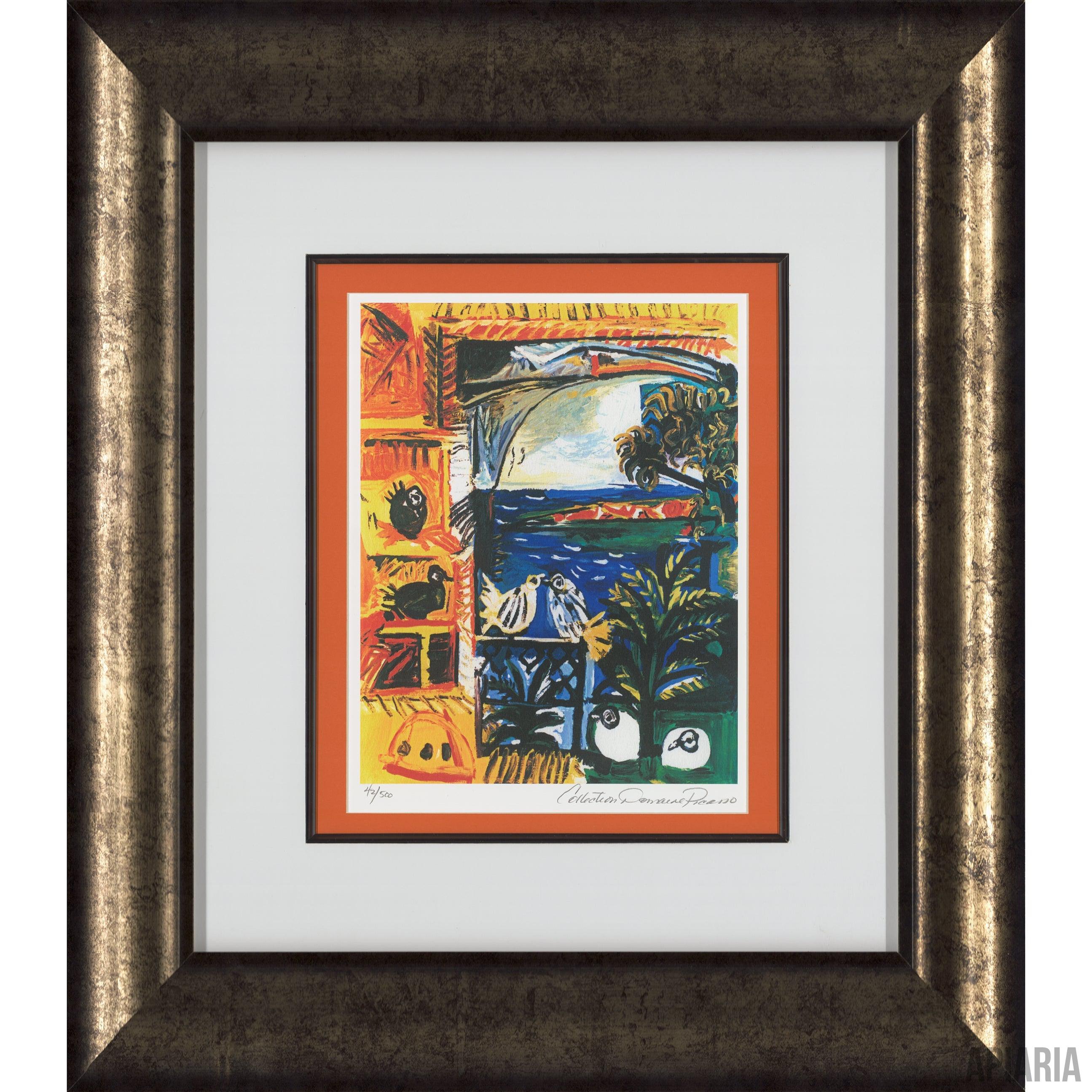 The Pigeons, Cannes, 1957 Pablo Picasso Cubism Reproduction Print Framed Ready to Hang Large 42” x 30” outlet