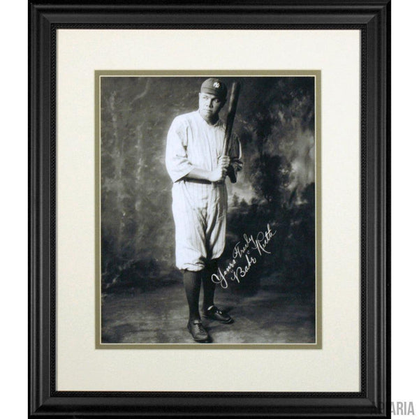 Babe Ruth With 3 Bats Framed Photo