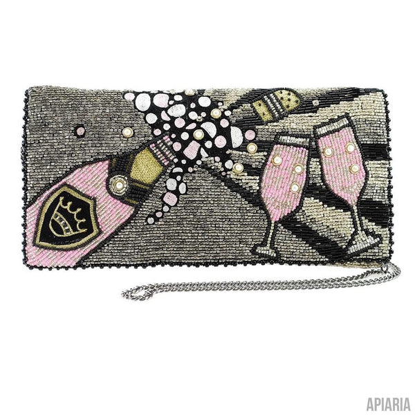 Come to The Party Clutch by Mary Frances, handbag hand beaded and  embroidered