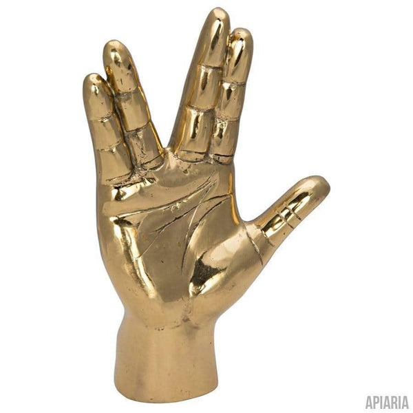 Live Long and Prosper Vulcan Hand Sign Sculpture in Brass - Apiaria