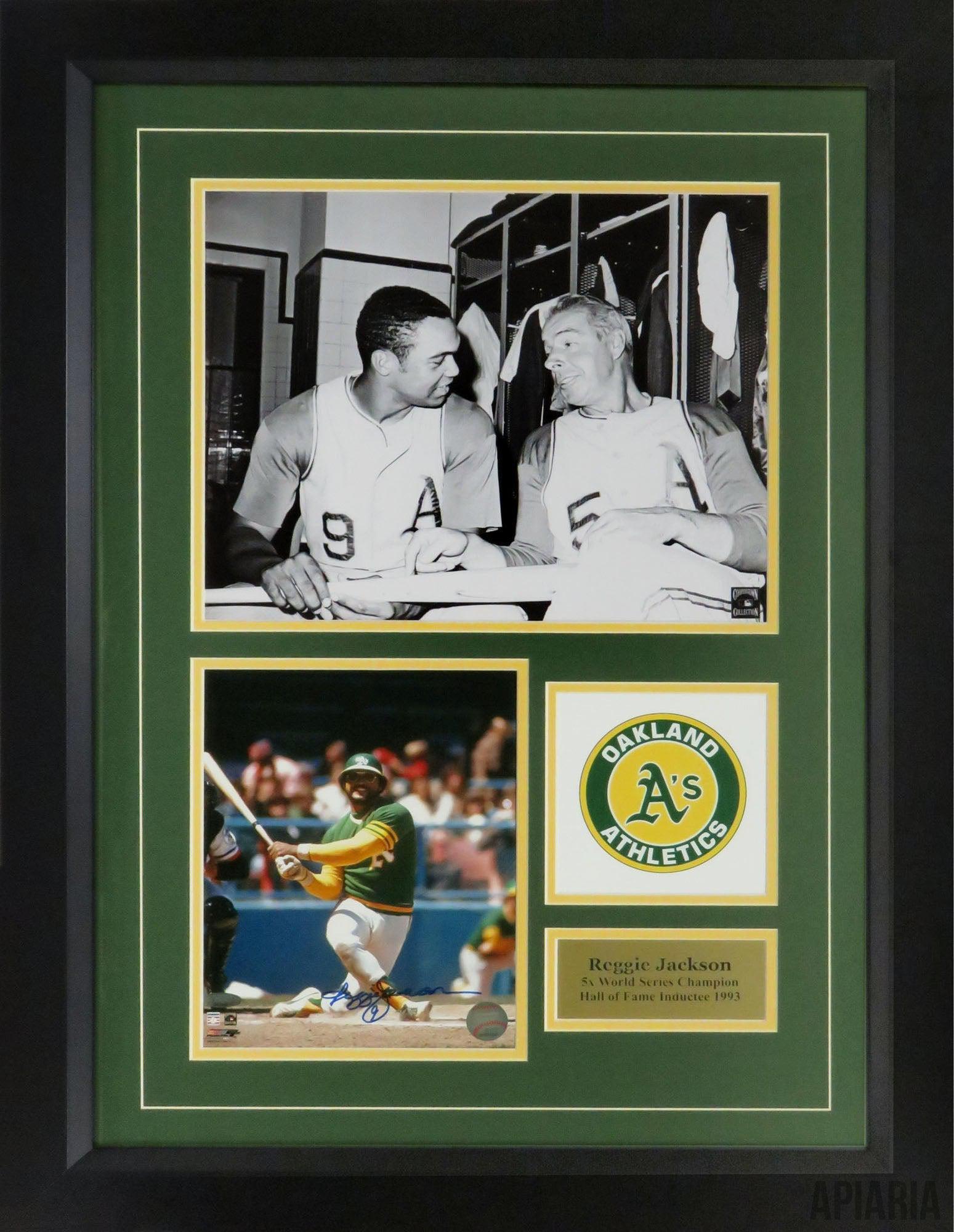 Reggie Jackson Autographed and Framed Green Oakland Athletics Jersey